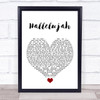 Jeff Buckley Hallelujah White Heart Song Lyric Wall Art Print