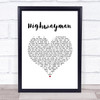 Johnny Cash Highwayman White Heart Song Lyric Wall Art Print