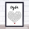 Oasis Lyla White Heart Song Lyric Wall Art Print