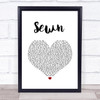The Feeling Sewn White Heart Song Lyric Wall Art Print