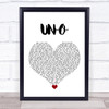 Rex Orange County UNO White Heart Song Lyric Wall Art Print