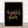 Unicorn Power Quote Print Black & Gold Wall Art Picture