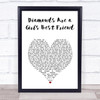Marilyn Monroe Diamonds Are a Girl's Best Friend White Heart Song Lyric Print