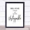 Unstoppable Quote Print Poster Typography Word Art Picture