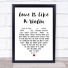 Ken Dodd Love Is Like A Violin White Heart Song Lyric Print