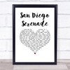 Tom Waits San Diego Serenade White Heart Song Lyric Print