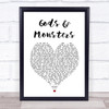 Lana Del Rey Gods & Monsters White Heart Song Lyric Print