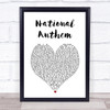 Lana Del Rey National Anthem White Heart Song Lyric Print