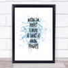 Waiting For Perfect Inspirational Quote Print Blue Watercolour Poster