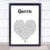 Jessie J Queen White Heart Song Lyric Print