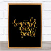 Remember Your Goals Quote Print Black & Gold Wall Art Picture