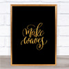 Waves Quote Print Black & Gold Wall Art Picture Waves Quote Print Black & Gold Wall Art Picture