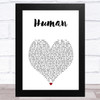 Rag'n'Bone Man Human White Heart Song Lyric Music Art Print