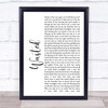 Kasabian Wasted White Script Song Lyric Print