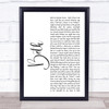 Richard Harris Beth White Script Song Lyric Print