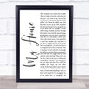 Matilda The Musical My House White Script Song Lyric Wall Art Print