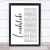 Fleetwood Mac Landslide White Script Song Lyric Quote Print