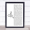 Enrique Iglesias Hero White Script Song Lyric Quote Print