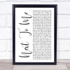 Imagine Dragons Next To Me White Script Song Lyric Quote Print
