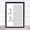 Jason Mraz Best Friend White Script Song Lyric Quote Print