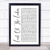 The Courteeners Last Of The Ladies White Script Song Lyric Quote Print