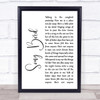 Oasis Song Bird White Script Song Lyric Quote Print