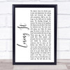 Rush Losing It White Script Song Lyric Quote Print