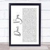Loyle Carner & Jean Coyle-Larner Dear Ben White Script Song Lyric Print