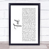 Robbie Williams Feel White Script Song Lyric Print