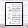 Barbra Streisand Don't Rain On My Parade White Script Song Lyric Print