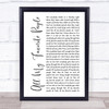 Maren Morris All My Favorite People White Script Song Lyric Print