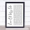 Sammy Kershaw Love Of My Life White Script Song Lyric Print