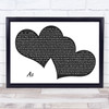 George Michael As Landscape Black & White Two Hearts Song Lyric Music Art Print