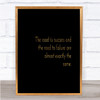 Road To Success Quote Print Black & Gold Wall Art Picture