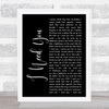 Faith Hill and Tim McGraw I Need You Black Script Song Lyric Music Art Print