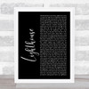 Westlife Lighthouse Black Script Song Lyric Music Art Print