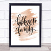 Happiness Is Family Quote Print Watercolour Wall Art