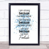 I Am Strong Inspirational Quote Print Blue Watercolour Poster