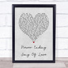 New Seekers Never ending song of love Grey Heart Song Lyric Quote Music Print