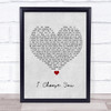 Sara Bareilles I Choose You Grey Heart Song Lyric Quote Music Print