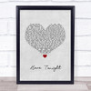 Brett Young Here Tonight Grey Heart Song Lyric Quote Music Print