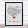 Diana Ross Remember Me Grey Heart Song Lyric Quote Music Print