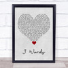 Cheryl Cole 3 Words Grey Heart Song Lyric Quote Music Print