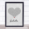 DMA'S Delete Grey Heart Song Lyric Quote Music Print