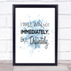 I Will Win Inspirational Quote Print Blue Watercolour Poster