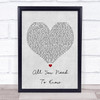 Gryffin & SLANDER All You Need To Know Grey Heart Song Lyric Wall Art Print