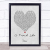 Andy Grammer A Friend Like You Grey Heart Song Lyric Wall Art Print