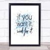 If You Want It Inspirational Quote Print Blue Watercolour Poster