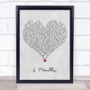 Hey Monday 6 Months Grey Heart Song Lyric Wall Art Print