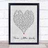 Three Little Birds Bob Marley Grey Heart Song Lyric Quote Print